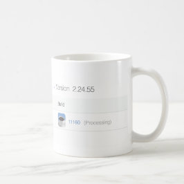 Gestalt. Verarbeitung. Wartezeit. Seitenansicht Kaffeetasse