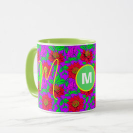 Gestaltbare Tasse | Elegante Rose Mit Monogramm Er