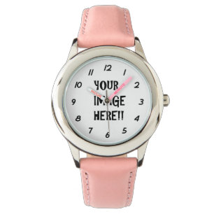Gestalten Sie den rostfreien Stahlleder Ihres Kind Armbanduhr