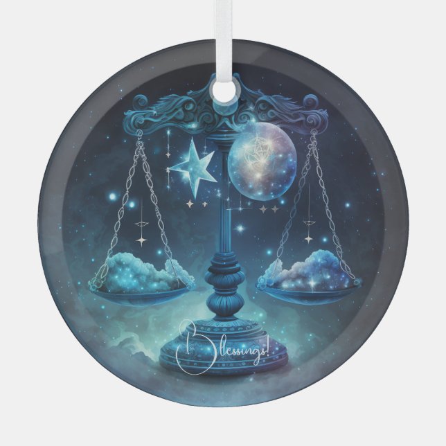 Gestalten Sie Ihre eigene Lila Libra Zodiac Ornament Aus Glas (Vorderseite)
