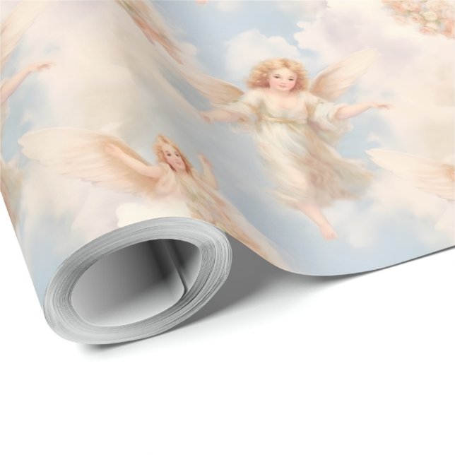 Gestalten Sie Ihre eigenen süßen weißen Engel Geschenkpapier (Rolleneckpunkt)