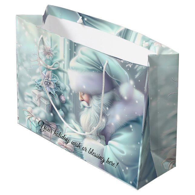 Gestalten Sie Ihren eigenen Pastel Santa & Christm Große Geschenktüte (Rückseite Schrägansicht)