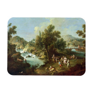 Gestalten Sie mit einem Fluss und Tanzen-Bauern Magnet