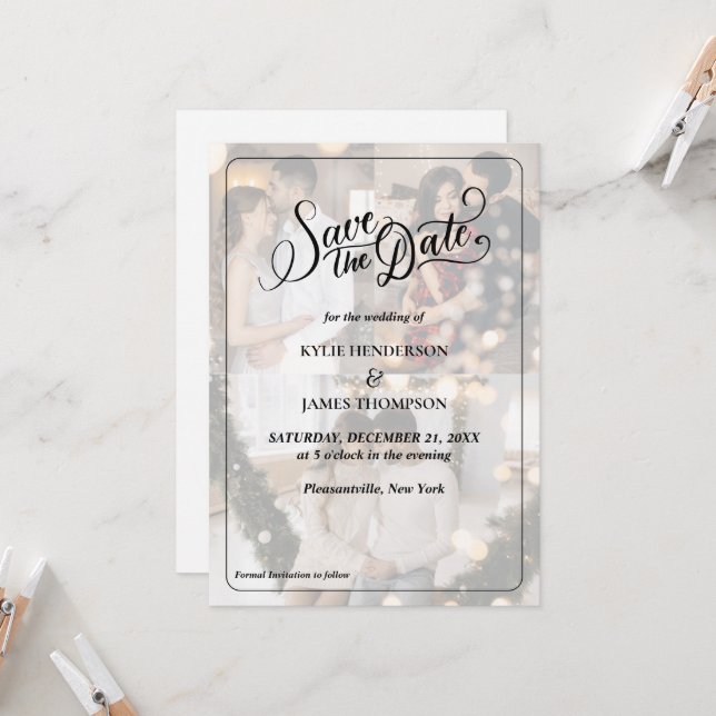 Gestalten Sie Save the Date Ihre eigene 3 FotoColl Einladung (Vorderseite/Rückseite Beispiel)