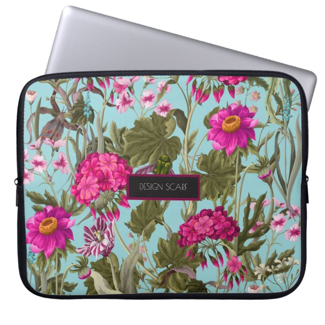 Gestalten Sie Schal mit Geranien und wilden Blume. Laptopschutzhülle (Vorderseite)