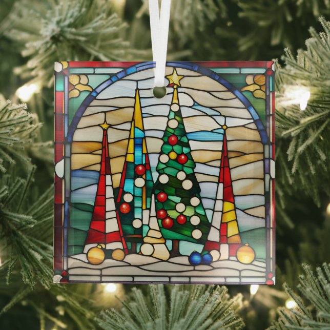 Gestaltete Glasdekorative Weihnachtsbäume Ornament Aus Glas (Insitu)