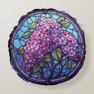 Gestaltete Glass Lilac Blüten Rundes Kissen