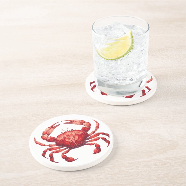Gestaltete Glass Red Crab Getränkeuntersetzer (Seite)