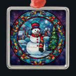 Gestaltete Glass Snowman Ornament<br><div class="desc">Buntglasschneedekor</div>