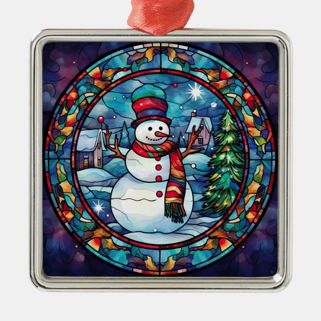 Gestaltete Glass Snowman Ornament (Vorne)