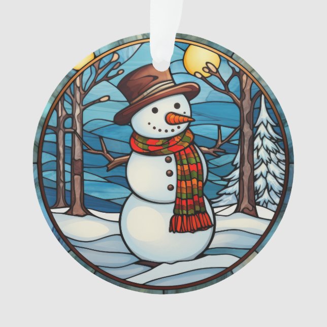 Gestaltete Glass Snowman Ornament (Vorderseite)