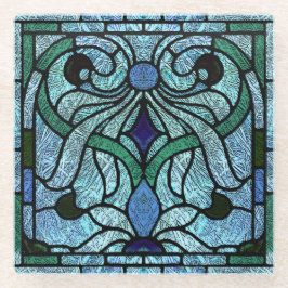 Gestaltete Glasscroll-Design in Blau und Grün Glasuntersetzer