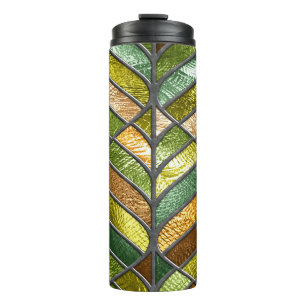 Gestaltete Glastextur: Farbenfrohe 3D Eleganz. Thermosbecher