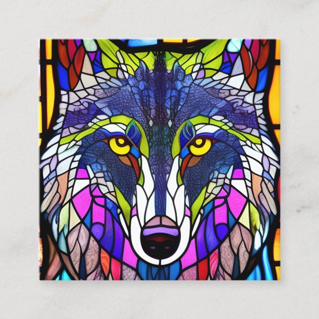 Gestaltete Glaswolf Grafik Quadratische Visitenkarte (Vorderseite)