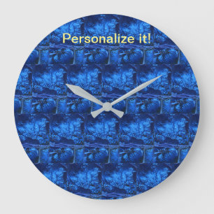 Gestaltete und gespiegelte psychedelische Blues Große Wanduhr