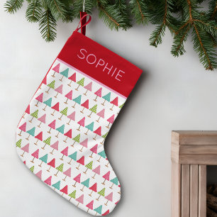 Gestaltete Weihnachtsbäume aus Stoff – Rosa Rot Gr Kleiner Weihnachtsstrumpf