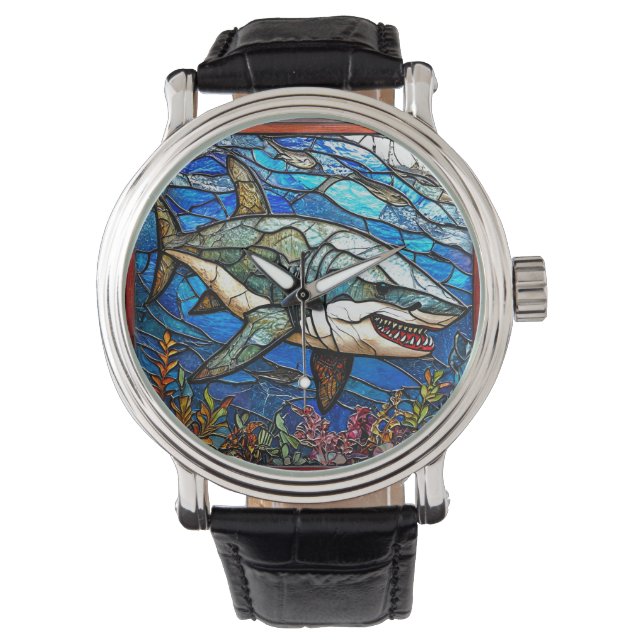 Gestalteter Glashai Armbanduhr (Vorderseite)