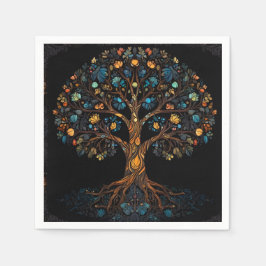 Gestalteter Glasmosaikbaum Serviette