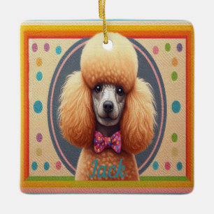 Gestalteter Niedlicher Poodle Dog - farbenfrohe Gr Keramikornament