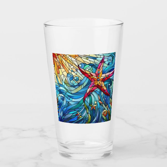Gestalteter Starke Seashell Ocean Beachy Glas (Vorderseite)