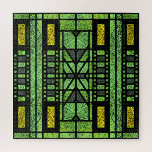 Gestaltetes Glas Art Deco in Grün und Gold