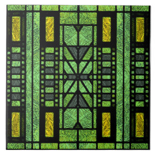 Gestaltetes Glas Art Deco in Grün und Gold Fliese