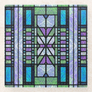 Gestaltetes Glas Art Deco in Lilac und Blau Glasuntersetzer