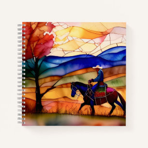 Gestaltetes Glas Art Design Cowboy Tour Notizbuch