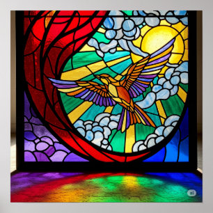 Gestaltetes Glas Art Nouveau Bird Design Poster