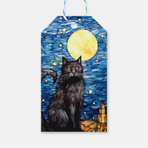 Gestaltetes Glas Black Cat Starry Night Geschenkanhänger