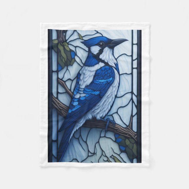 Gestaltetes Glas Blue Bird Design Fleecedecke (Vorderseite)
