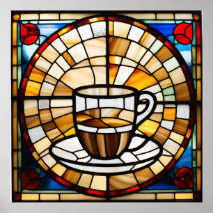 Gestaltetes Glas-Look Kaffeecup-Design Poster