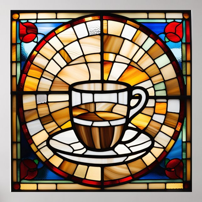 Gestaltetes Glas-Look Kaffeecup-Design Poster (Vorne)