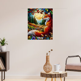 Gestaltetes Glas Look Red Fox Poster