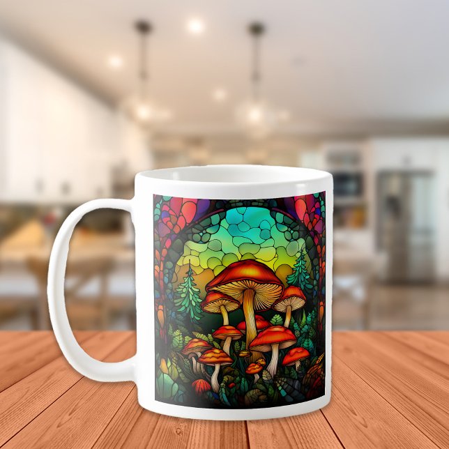 Gestaltetes Glas Rote Pilze Toadstocker Fantasie Kaffeetasse (Mushroom mug)