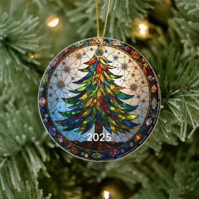 Gestaltetes Glas Weihnachtsbaum Keramik Ornament (Baum)