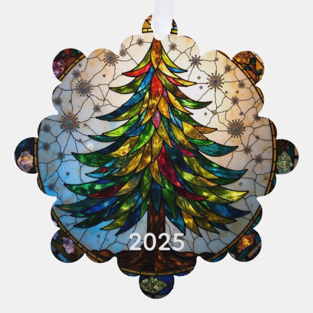 Gestaltetes Glas Weihnachtsbaum Ornament Karte (Vorderseite)