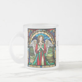 Gestaltetes Glas Weihnachtsengel rot und grün Mattglastasse