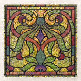 Gestaltetes Glassrollendesign in Gold und Rot Glasuntersetzer