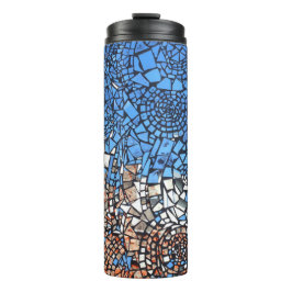 Gestalttes Glas sieht mosaik abstrakt blau braun a Thermosbecher