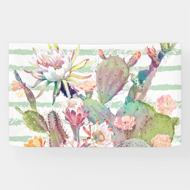 Gestaltung der Aquarellfarben-Kakteen-Streifen Banner (Horizontal)
