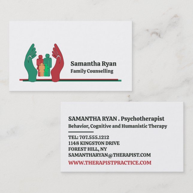 Gestaltung der Familientherapie, Psychotherapeut Visitenkarte (Vorne/Hinten)