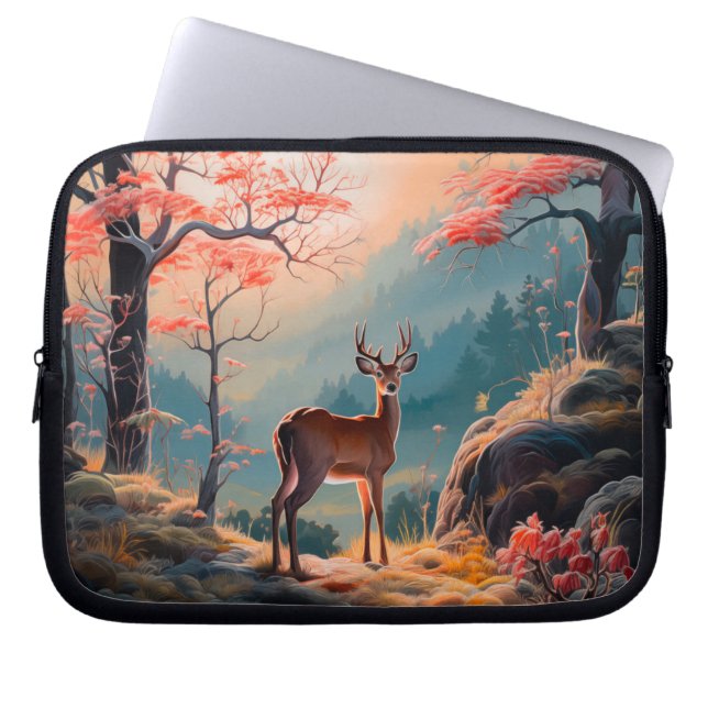 Gestaltung der Hirschwaldszene im Herbst Laptopschutzhülle (Vorderseite)