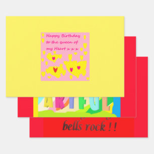 Gestaltung des Geburtstags rosa und gelb mit der M Geschenkpapier Set