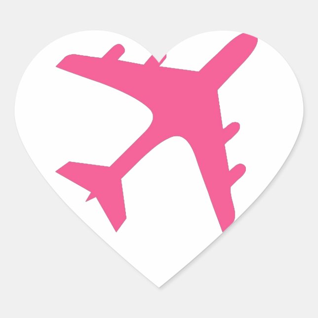 Gestaltung des rosa-weißen Flugzeugs Herz-Aufkleber (Vorderseite)