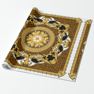 Gestaltung des Seidenschals mit Tierdruck und Gold Geschenkpapier