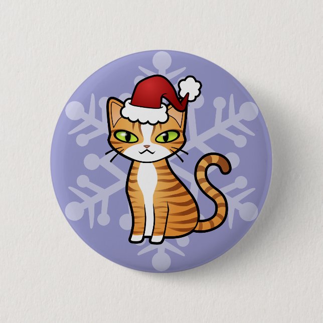 Gestaltung Ihres eigenen Cartoon Cat (Weihnachten) Button (Vorderseite)