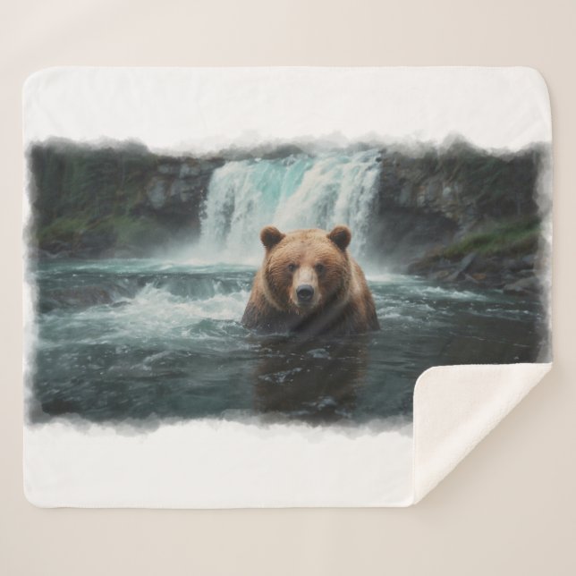 Gestaltung von Grizzles Bären und Wasserfällen Sherpadecke (Vorderseite (Horizontal))