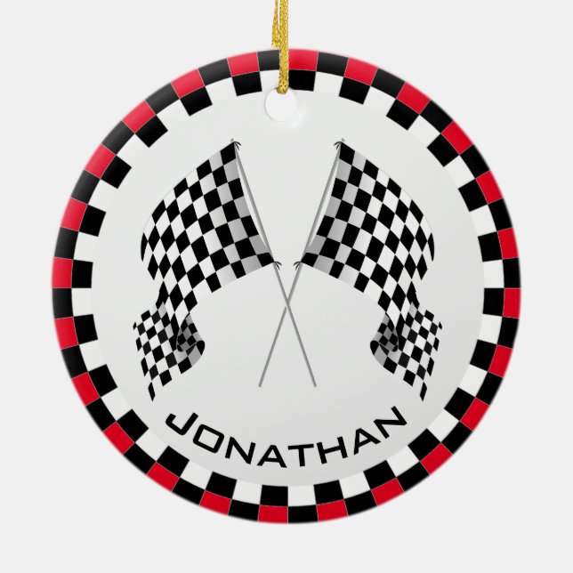 Gestaltungsdekoration für kontrollierte Flaggen Keramik Ornament (Hinten)