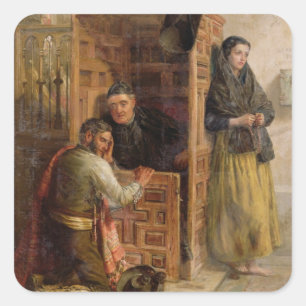 Geständnis, 1862 (Öl auf Leinwand) Quadratischer Aufkleber